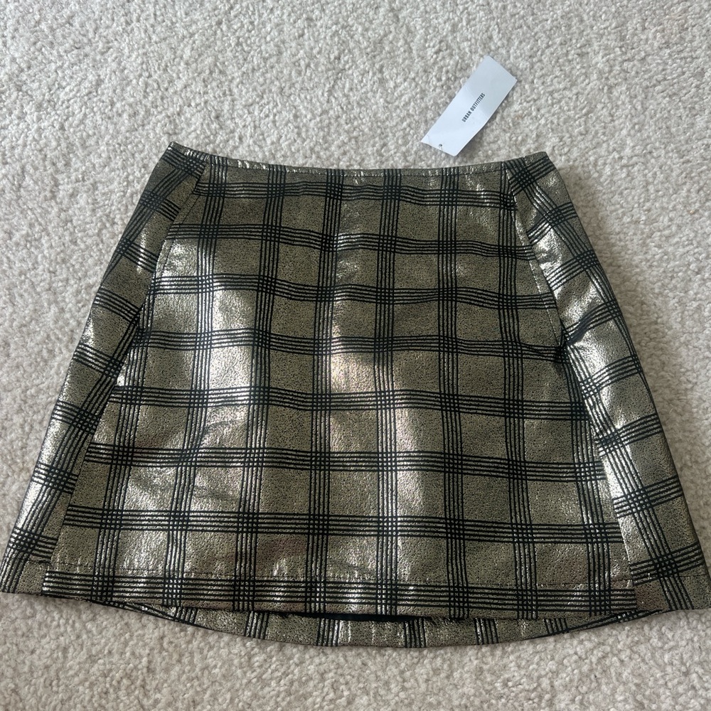Urban Outfitters Black and Gold A-Line Mini Skirt